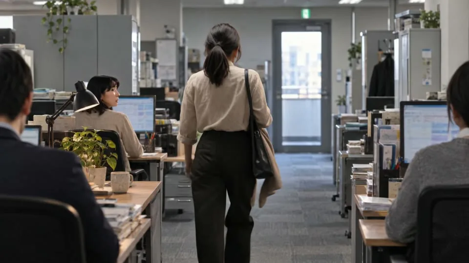 修正前。奥の席の同僚が振り向いている